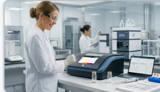 Analista operando o Vapor Pro XL em laboratório